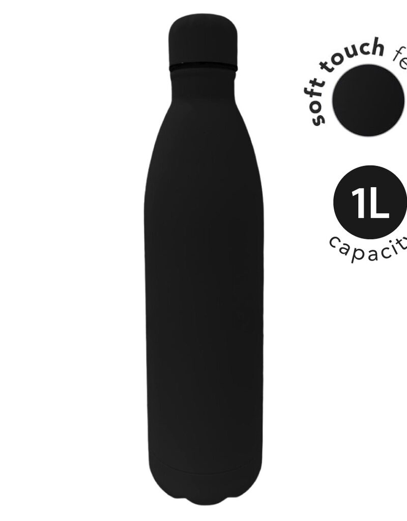 Modena - Giftology Soft Touch Insulated Water Bottle - 1L – Black