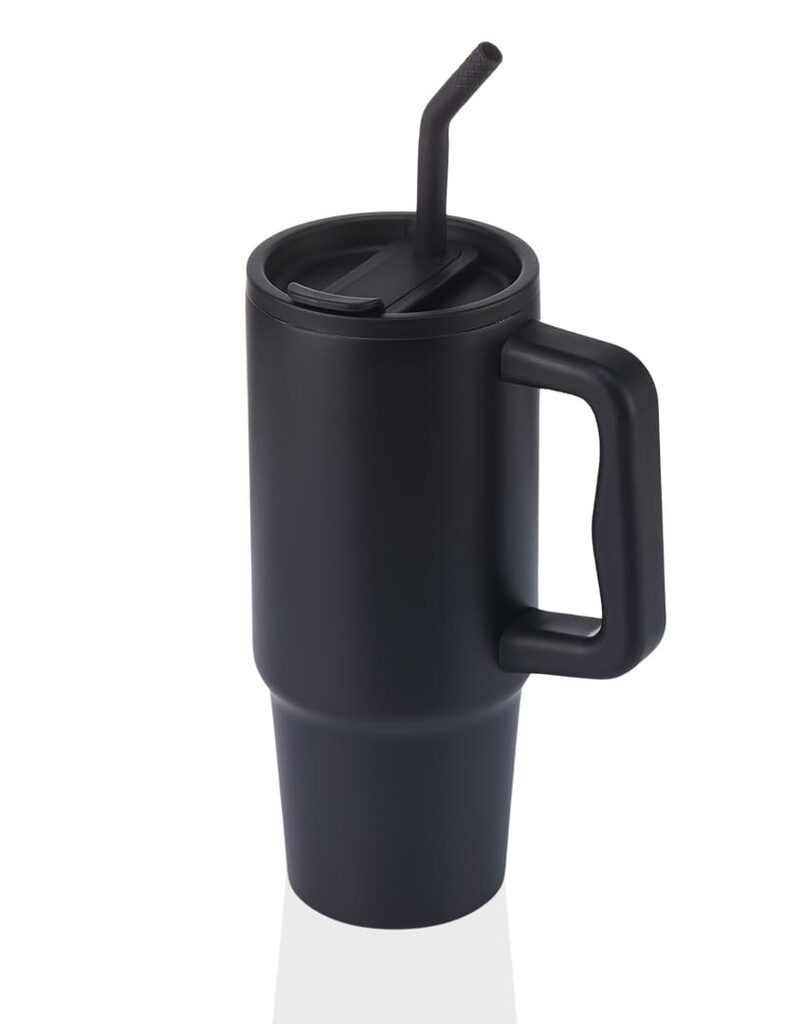 BERN - Recycled Stainless Steel Tumbler with Reusable Straw - Black